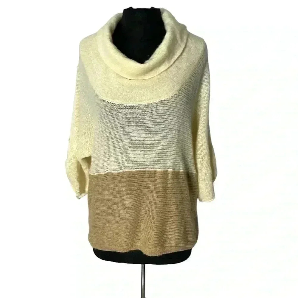Splendid Cowl Neck Beige/Ivory Sweater Size S